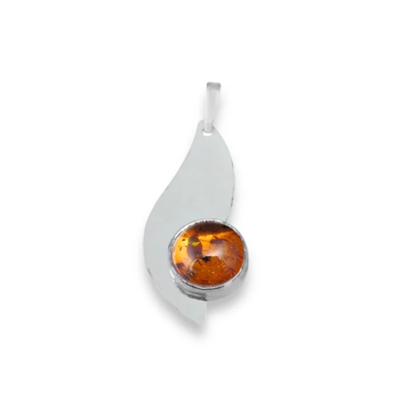 Sterling silver and 8mm Amber pendant